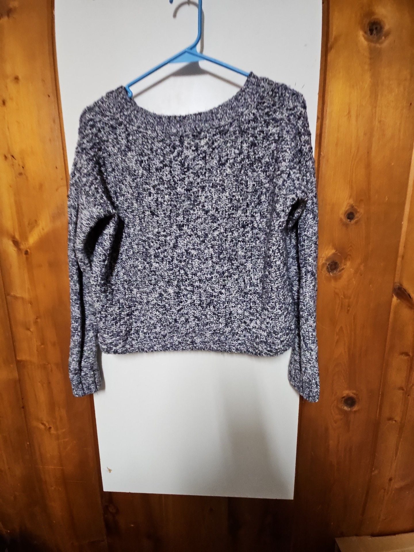 (545) Hollister Cable Knit Sweater Size S Blue Speckled 5