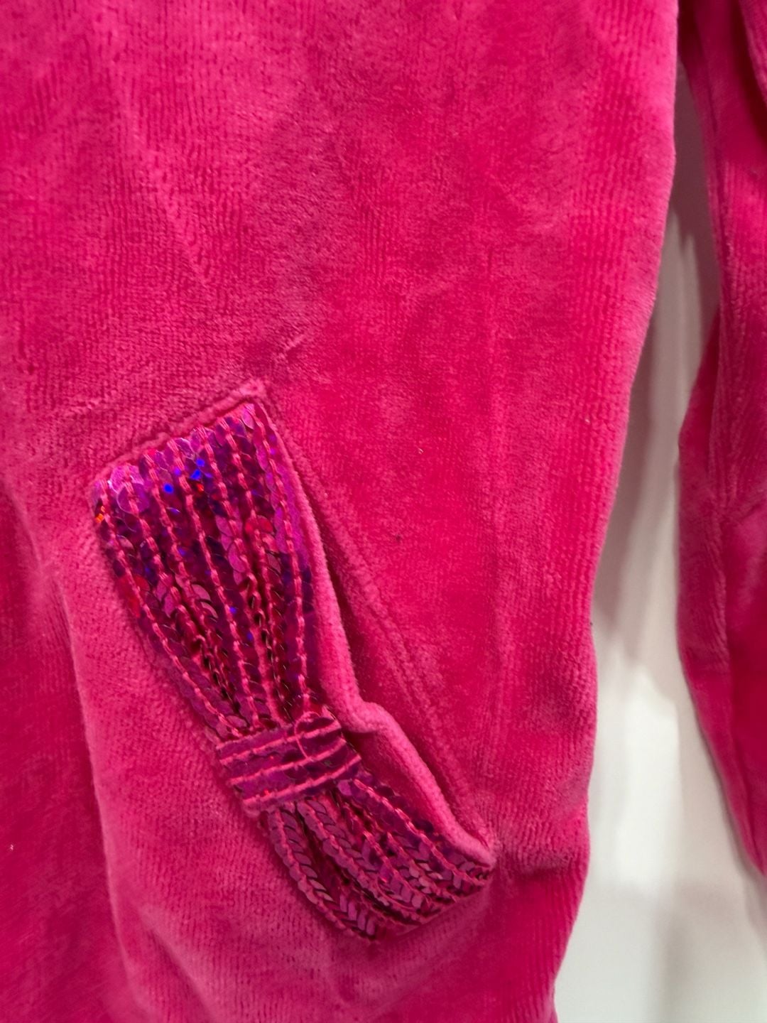 Circo Velour Zip-Up Hoodie Size 6/6X Hot Pink Sequined Bows 7