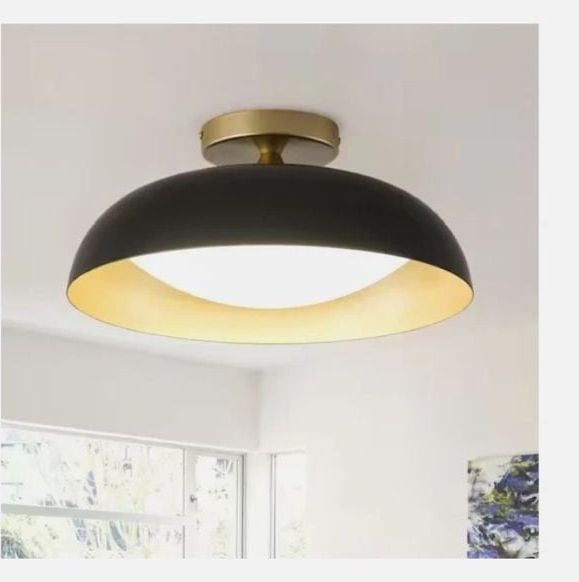 Aiwen Semi-Flush Mount Ceiling Light 14.96 in. Black and Gold 1