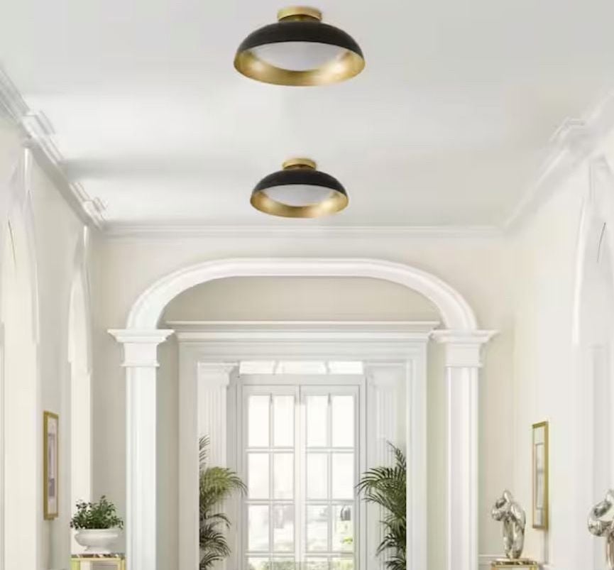 Aiwen Semi-Flush Mount Ceiling Light 14.96 in. Black and Gold 3