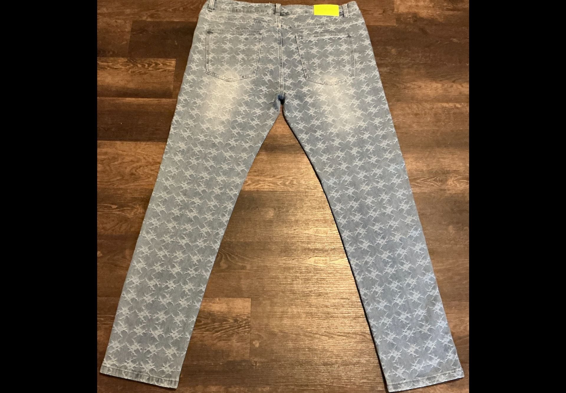 PAIN LAB Laser Distressed Stacked Denim Jeans – Light Blue  7