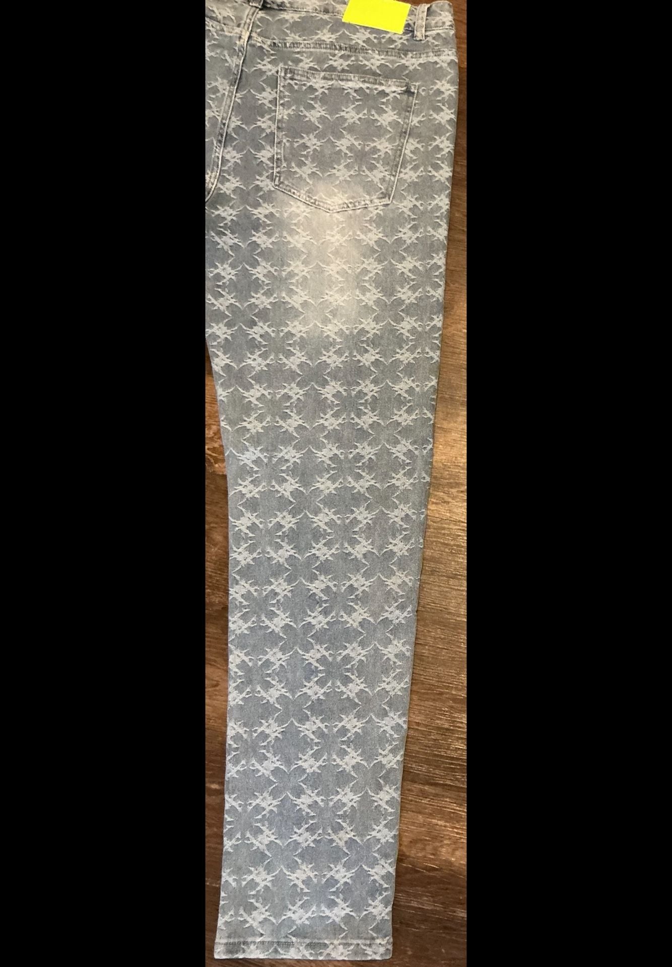 PAIN LAB Laser Distressed Stacked Denim Jeans – Light Blue  10