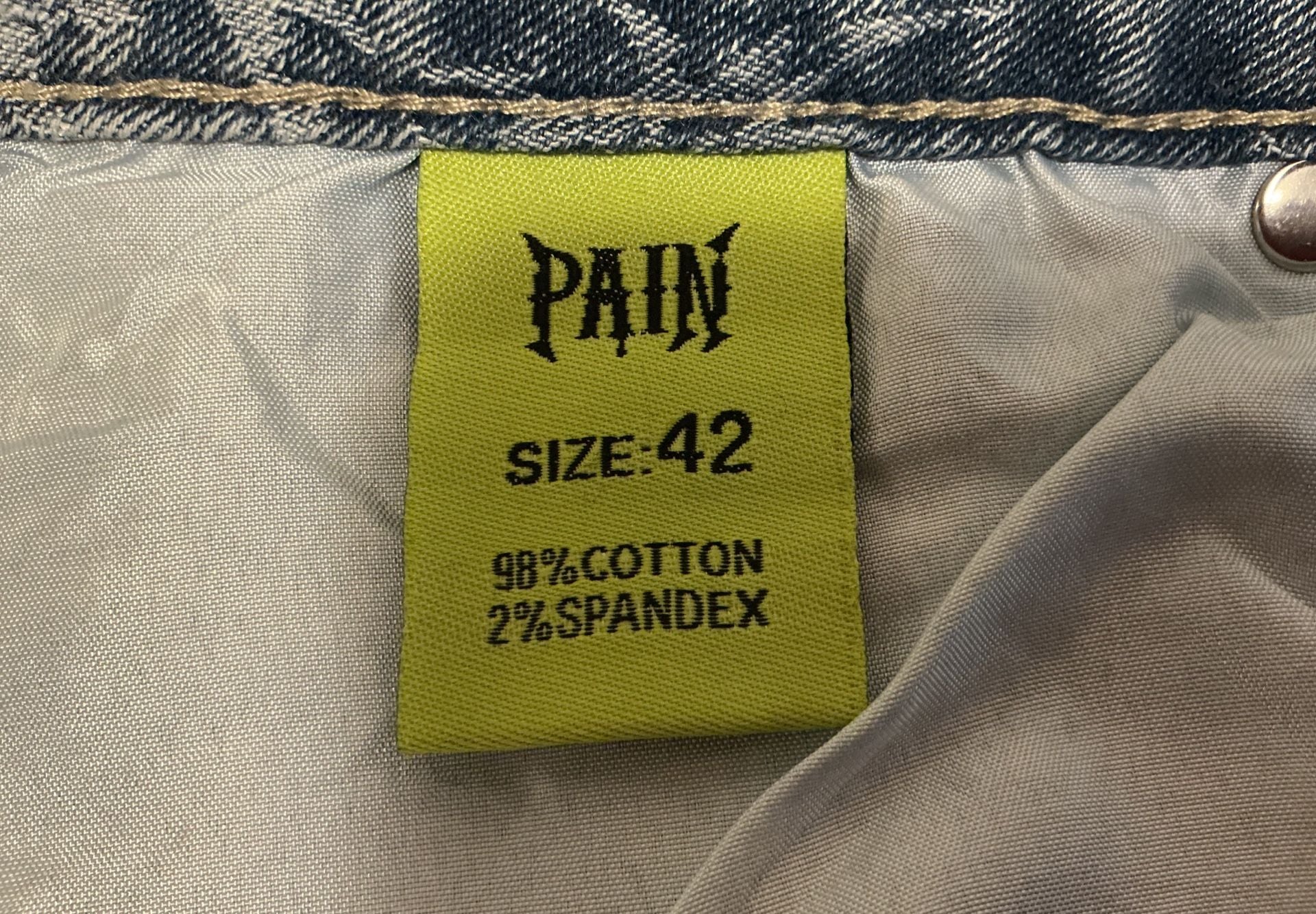 PAIN LAB Laser Distressed Stacked Denim Jeans – Light Blue  14