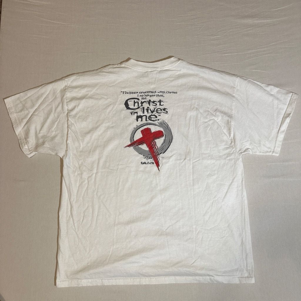 2000s Christ Lives In Me White Graphic T-Shirt Size XXL 3