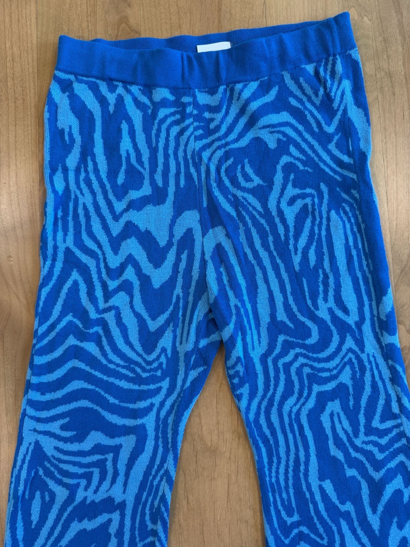 Mother Knit Flare Pants Size M Blue Zebra Swirl Trousers 8