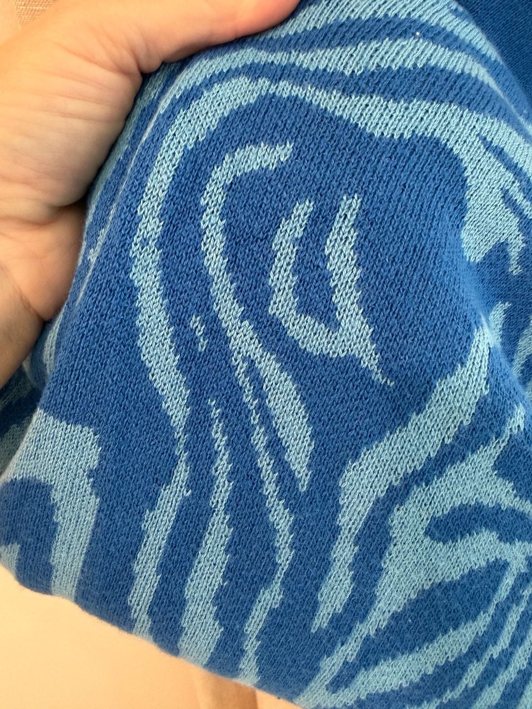 Mother Knit Flare Pants Size M Blue Zebra Swirl Trousers 13