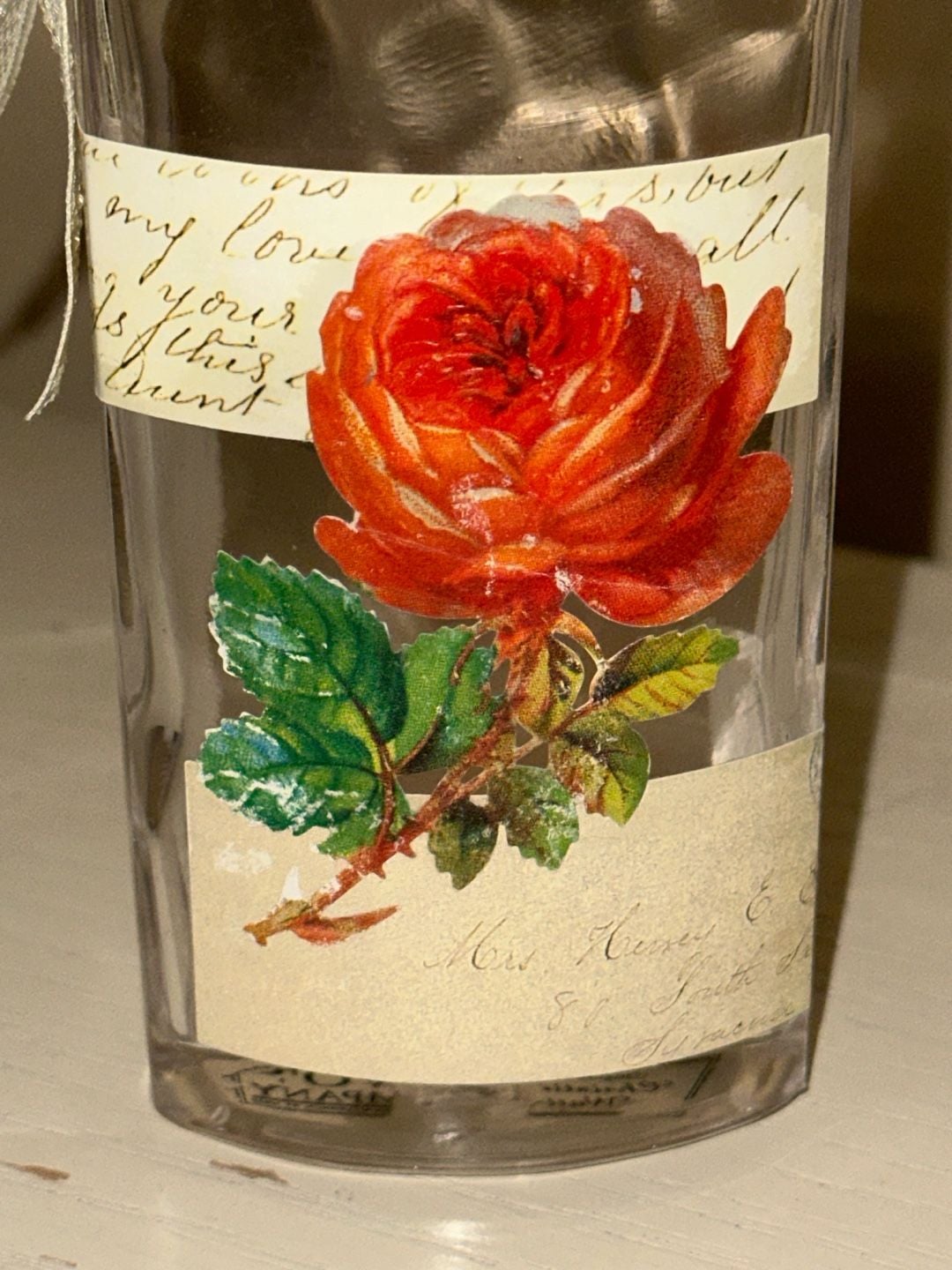 Two's Company Vintage Rose Glass Bottle Vase 2