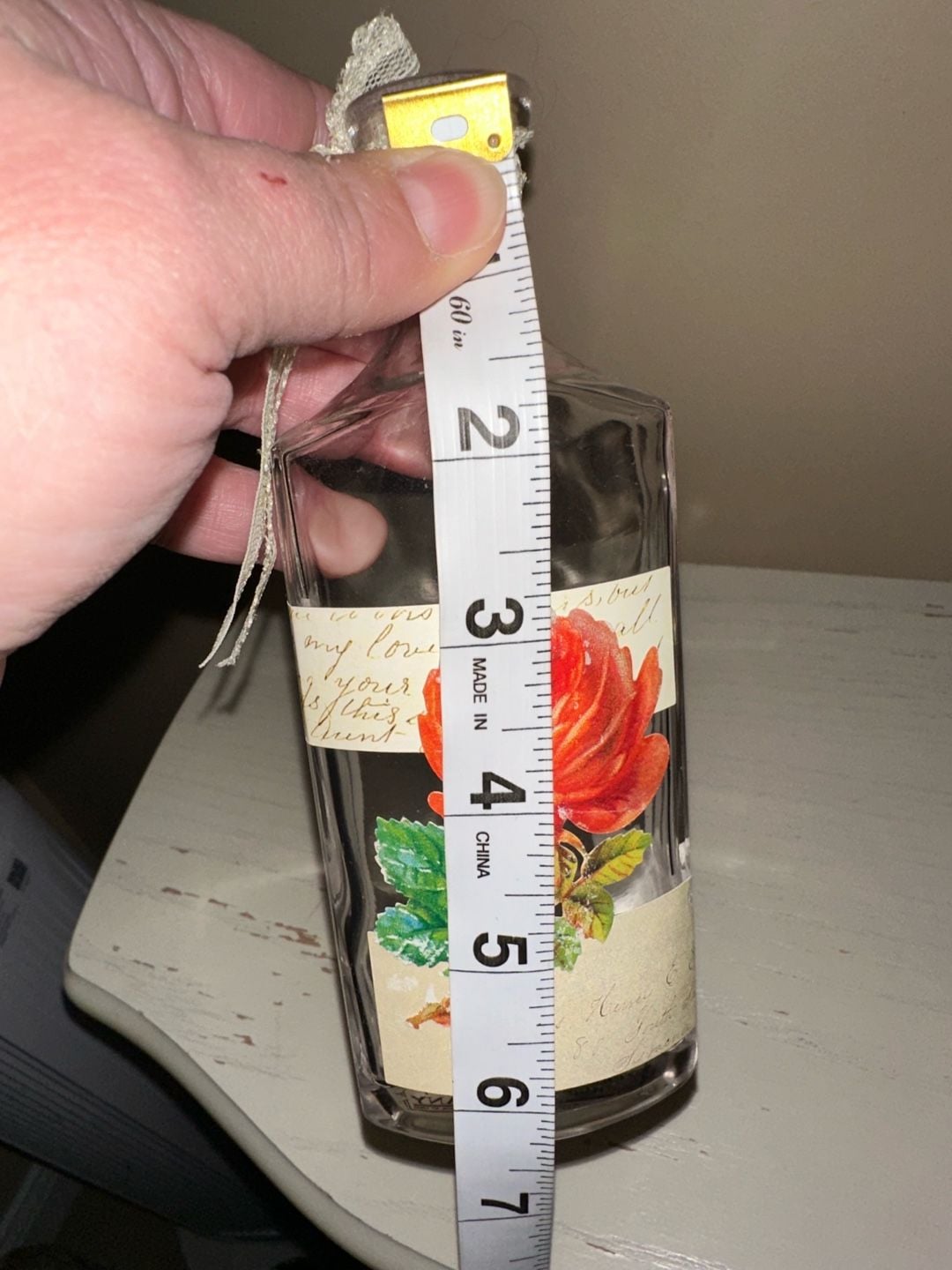 Two's Company Vintage Rose Glass Bottle Vase 7