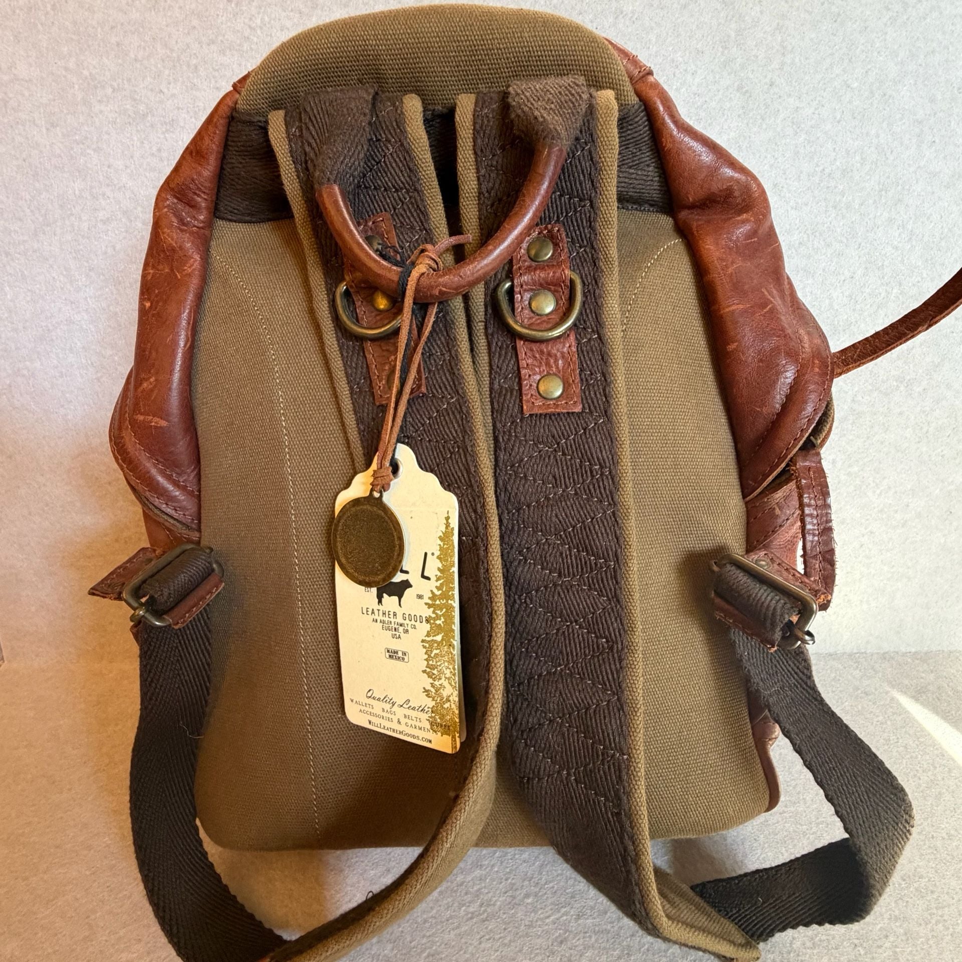 WILL Leather Goods Brown Leather Backpack NWT 3