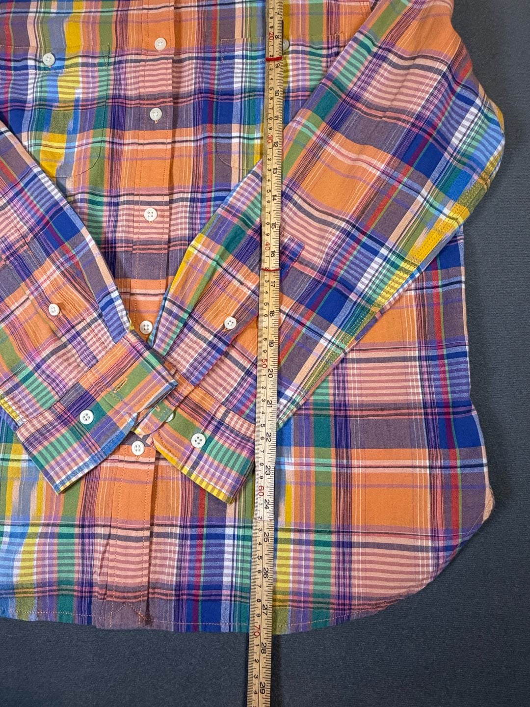 Lauren Ralph Lauren Madras Plaid Button Down Shirt Large 100% Cotton 4
