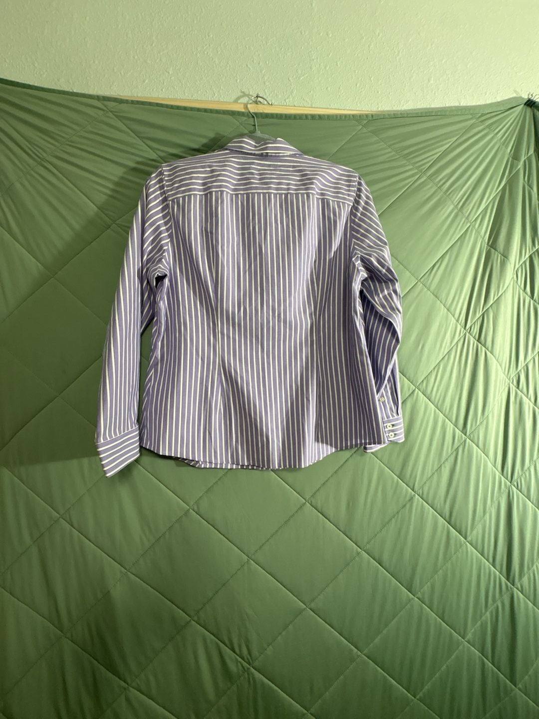 Talbots Button Down Shirt Size 12P Purple White Striped Wrinkle Resistant 5