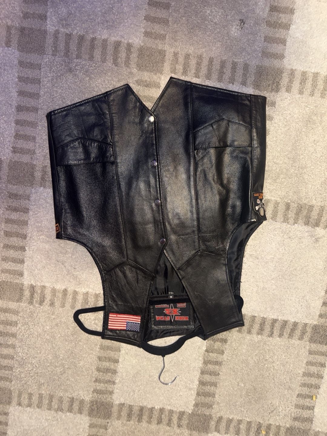 Bike Star Leather Motorcycle Vest Size M Black Harley Davidson Patches 2
