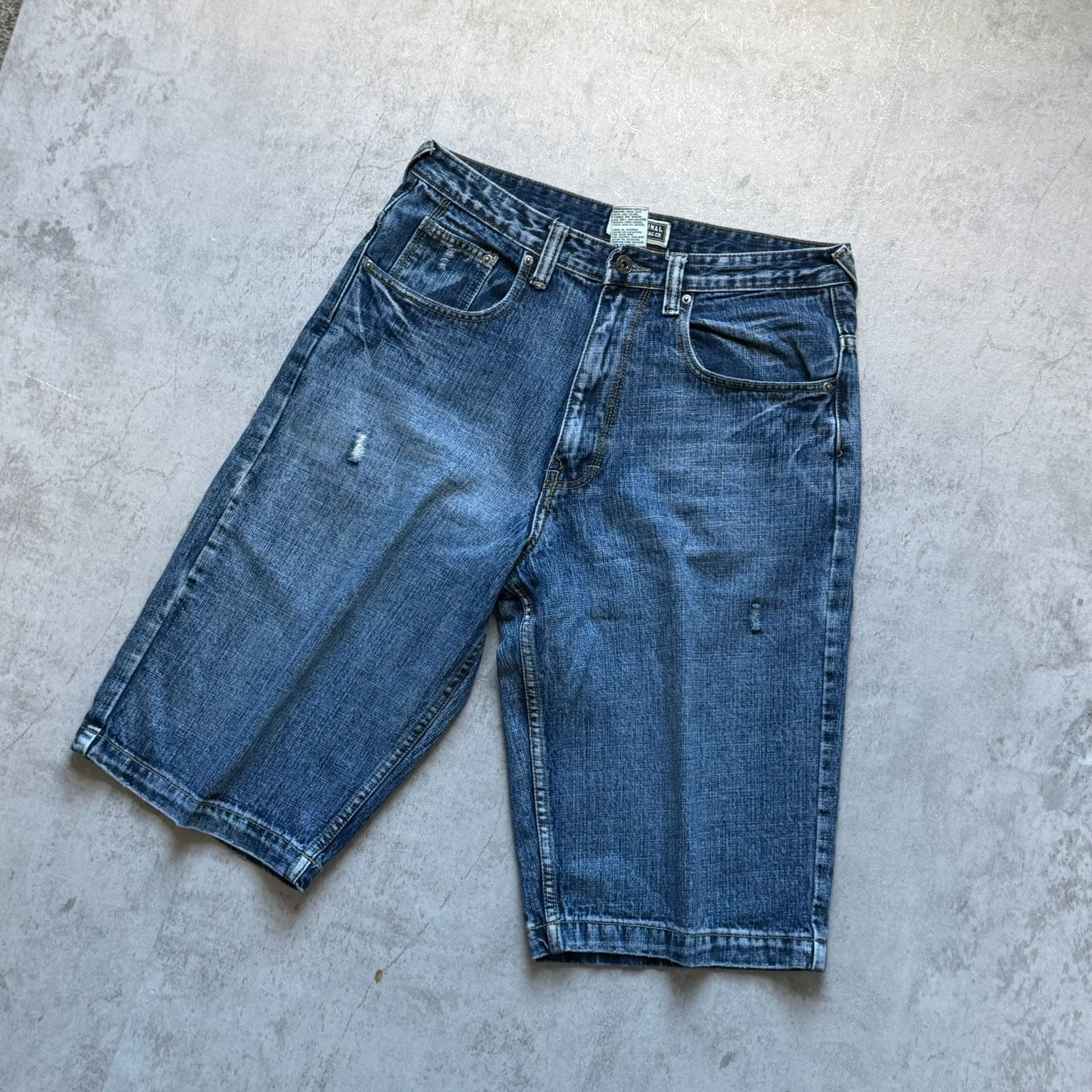 Vintage Denim Jean Shorts Distressed Embroidered Pockets 2