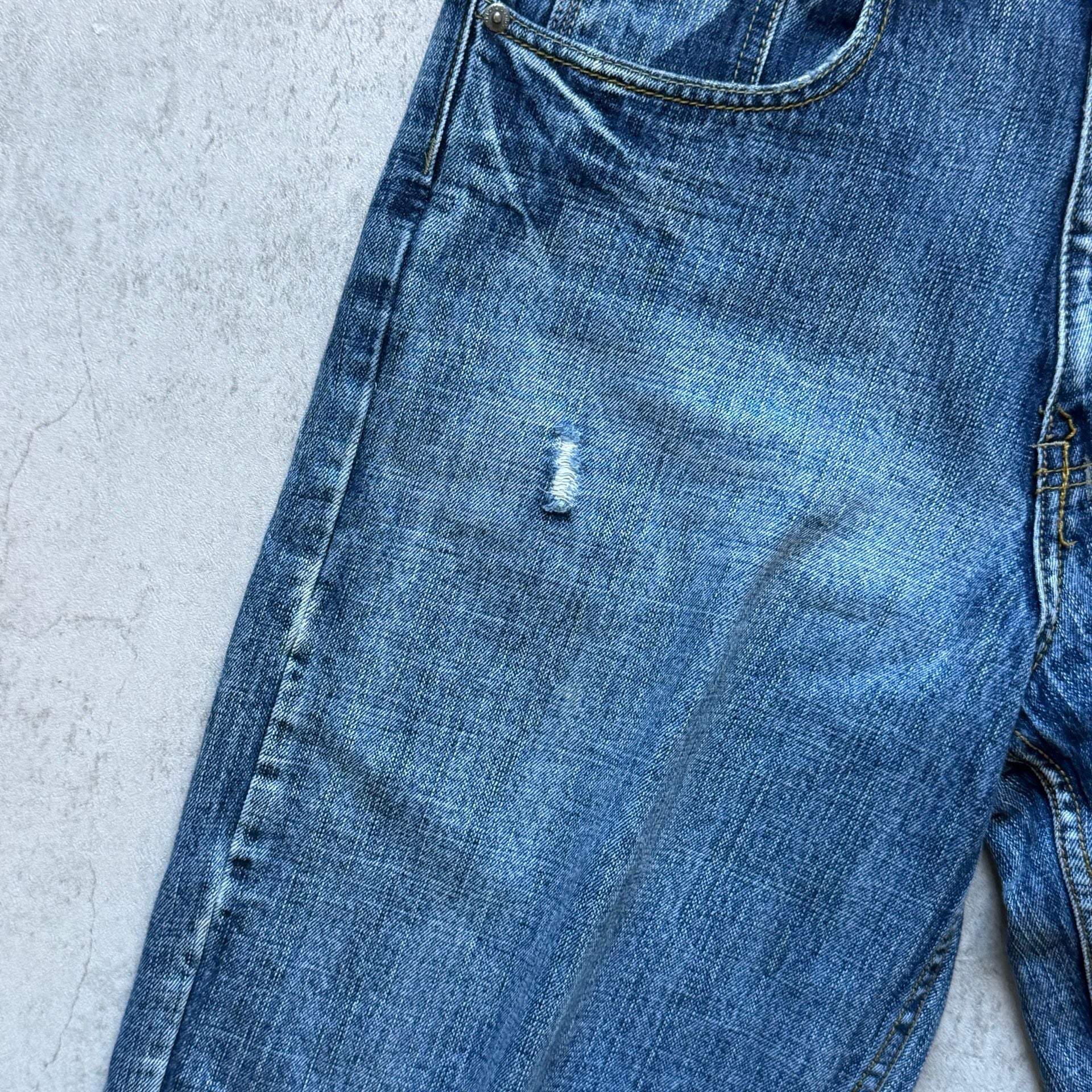 Vintage Denim Jean Shorts Distressed Embroidered Pockets 4