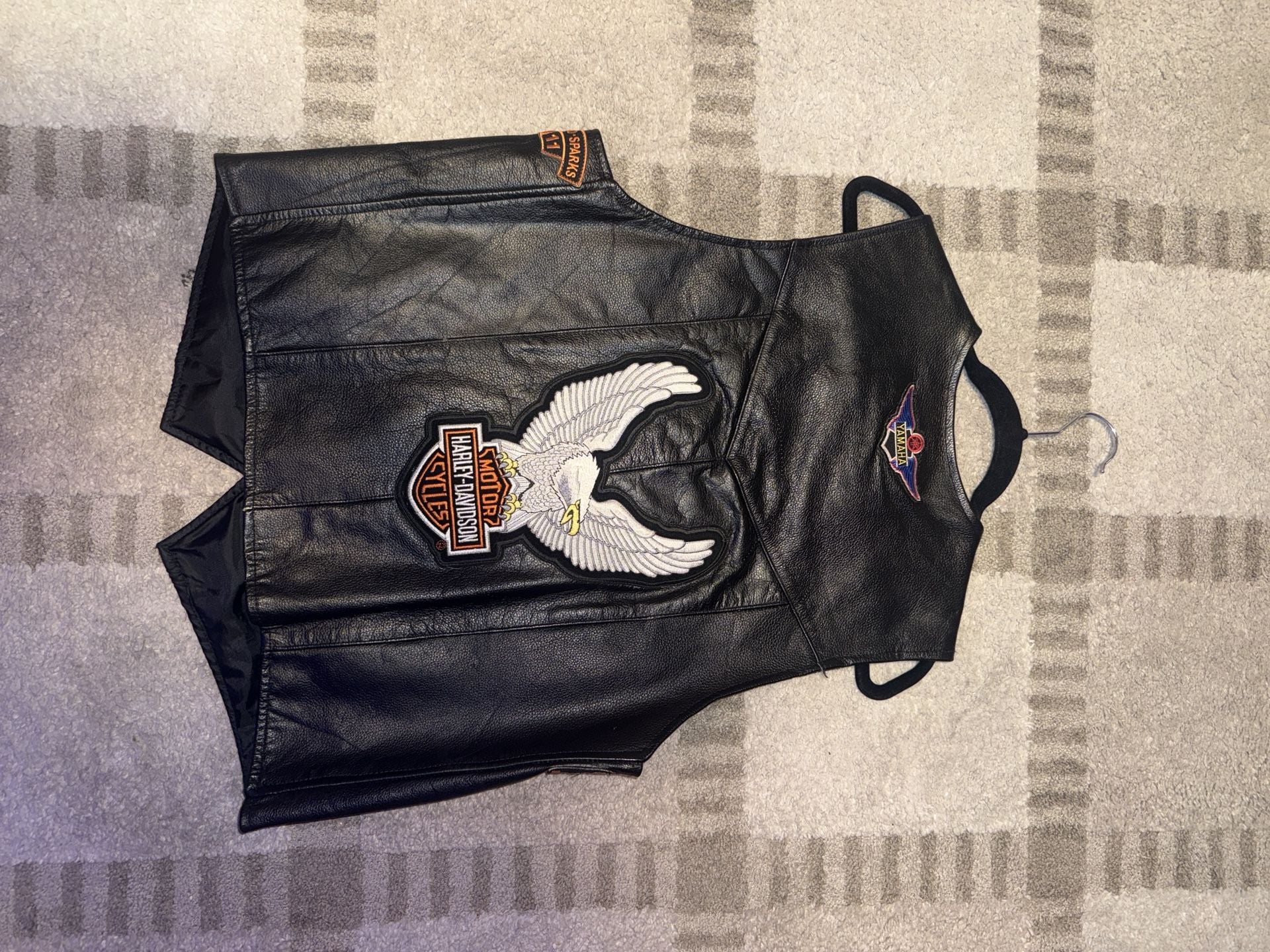 Bike Star Leather Motorcycle Vest Size M Black Harley Davidson Patches 4