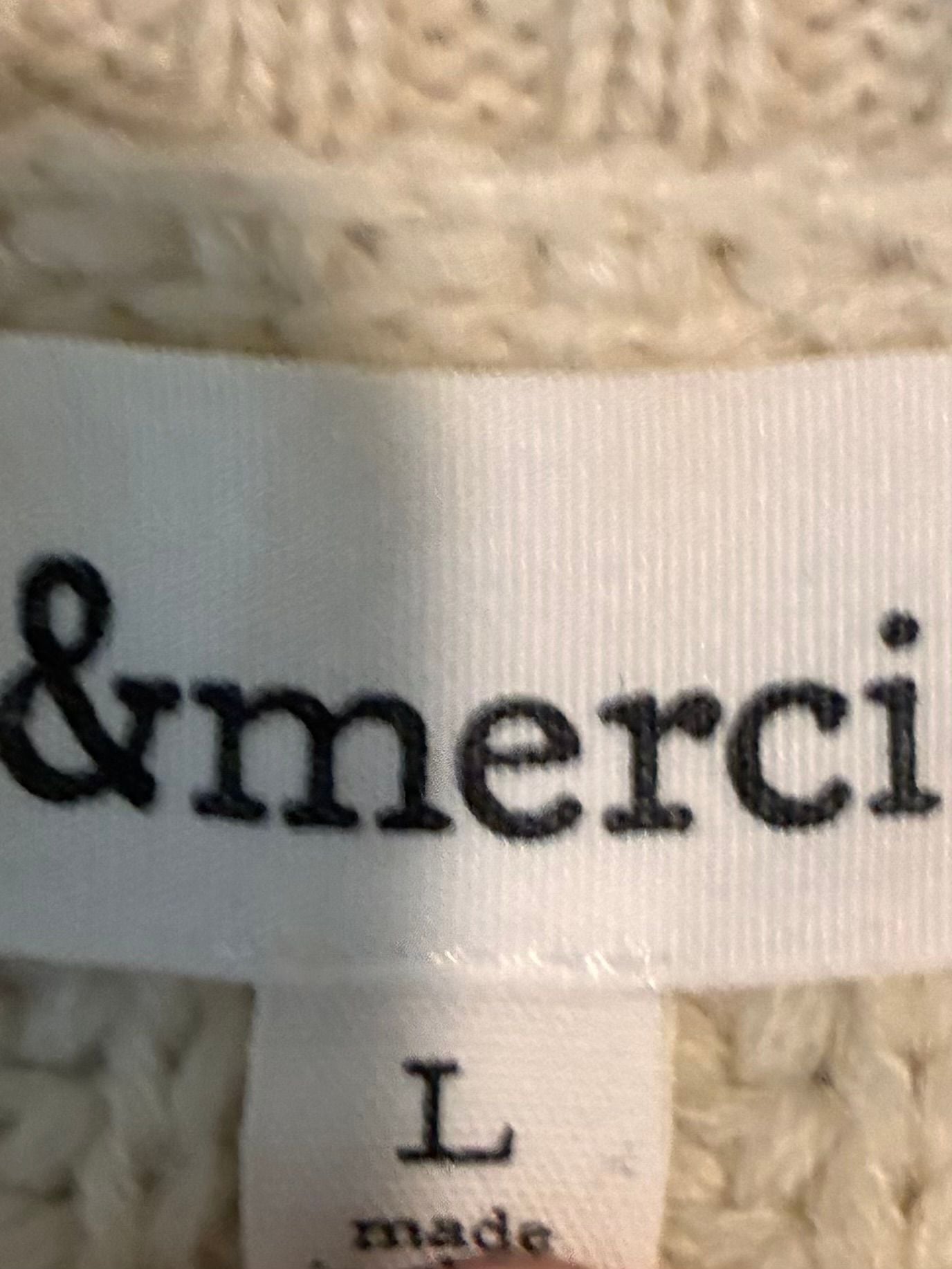 &merci Sweater Size L Cream Popcorn Pom Pom Knit Sleeve Crewneck 7