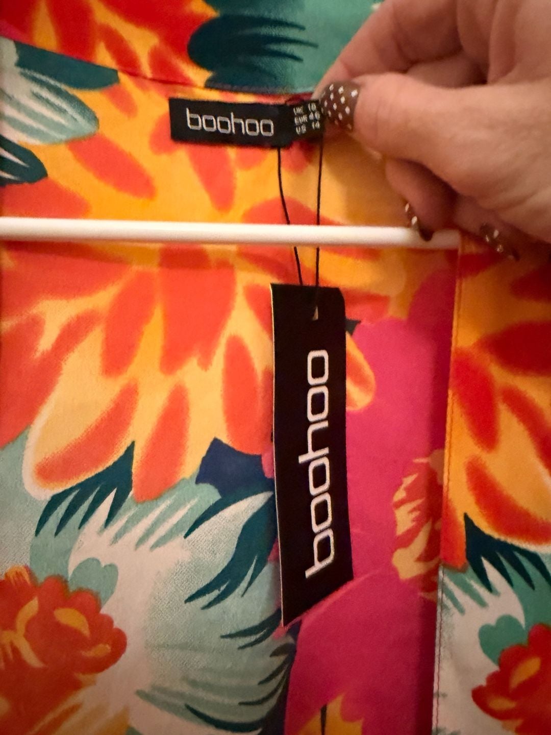 Boohoo Floral Woven Midi Kimono Size US 14 Orange Pink Multi 4