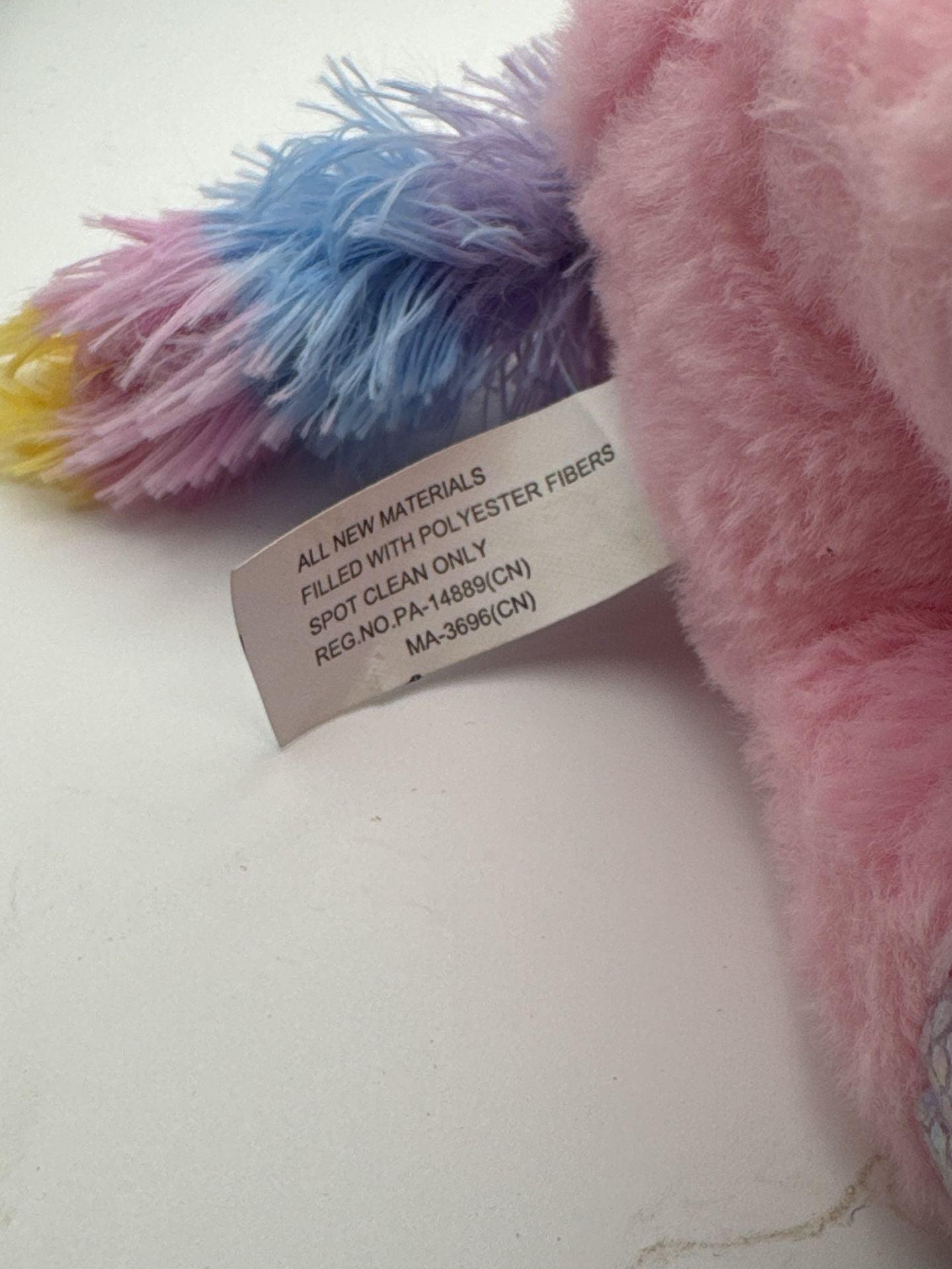 Greenbrier International Pink Unicorn Plush Rainbow Mane 7