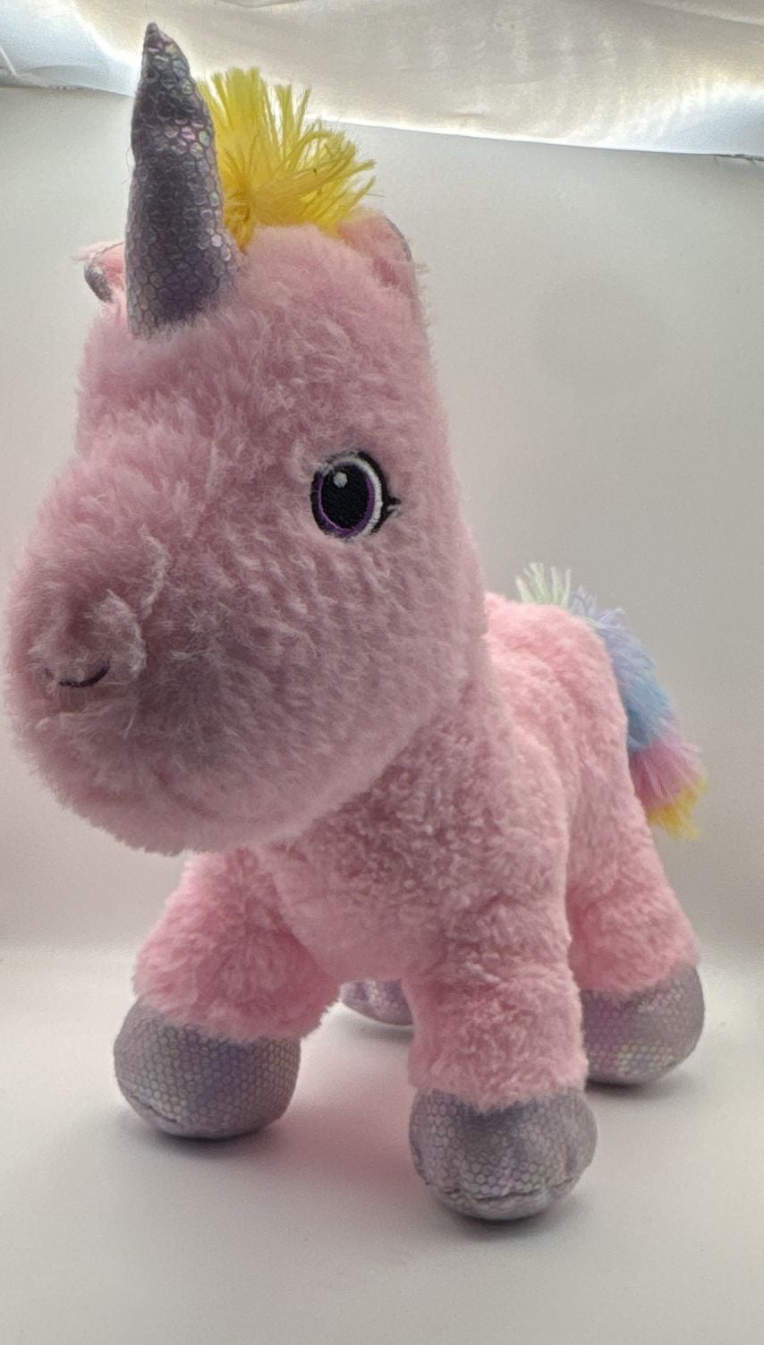 Greenbrier International Pink Unicorn Plush Rainbow Mane 1