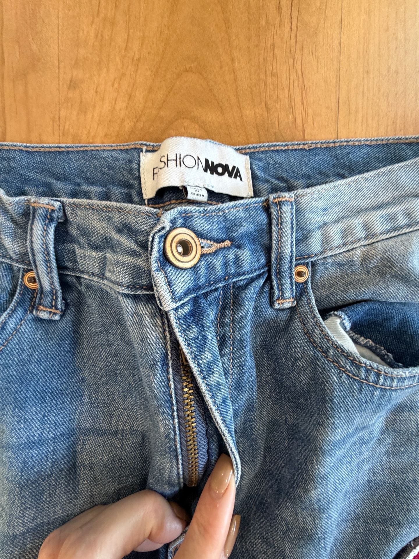 Fashion Nova Distressed Patch Jeans Size 9 9