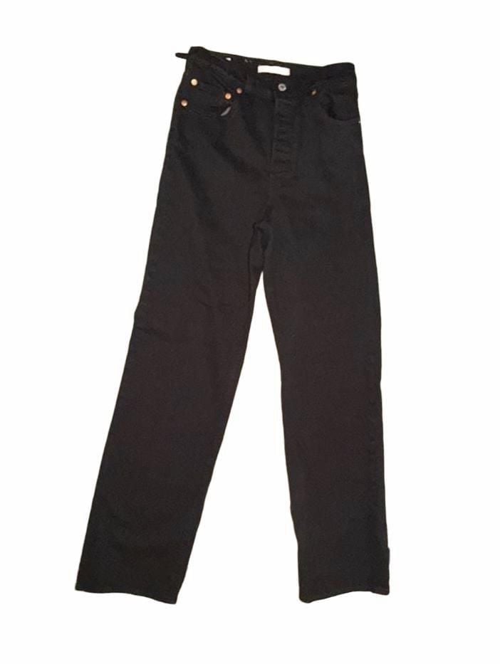 Levi's Ribcage Straight Size 27 Black Denim Jeans 2