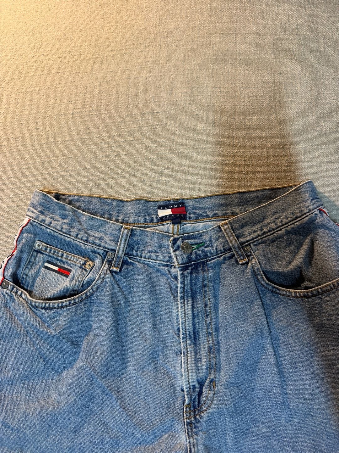 Tommy Jeans Denim Shorts Size 34 Blue Side Tape Logo 3