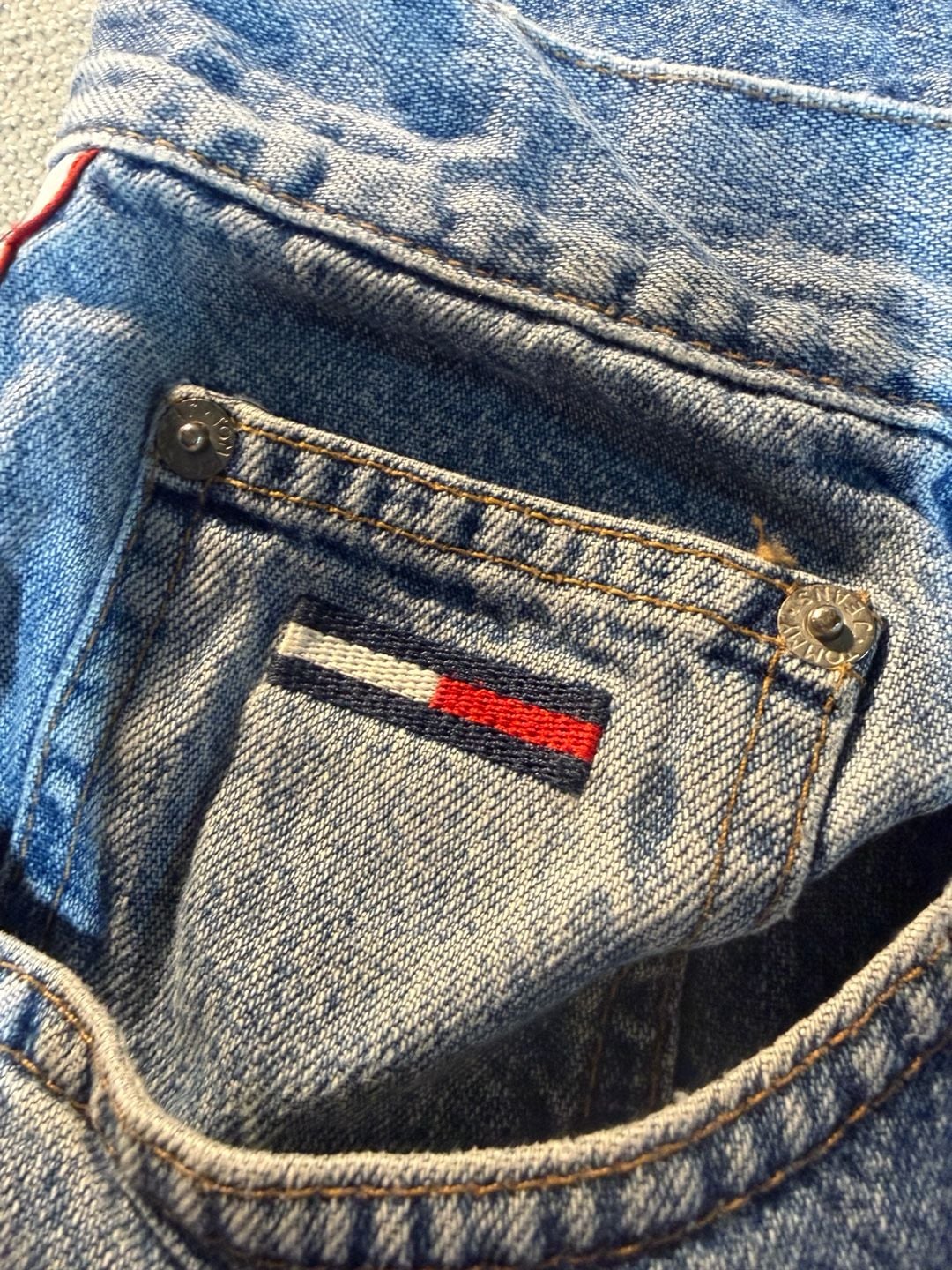 Tommy Jeans Denim Shorts Size 34 Blue Side Tape Logo 5