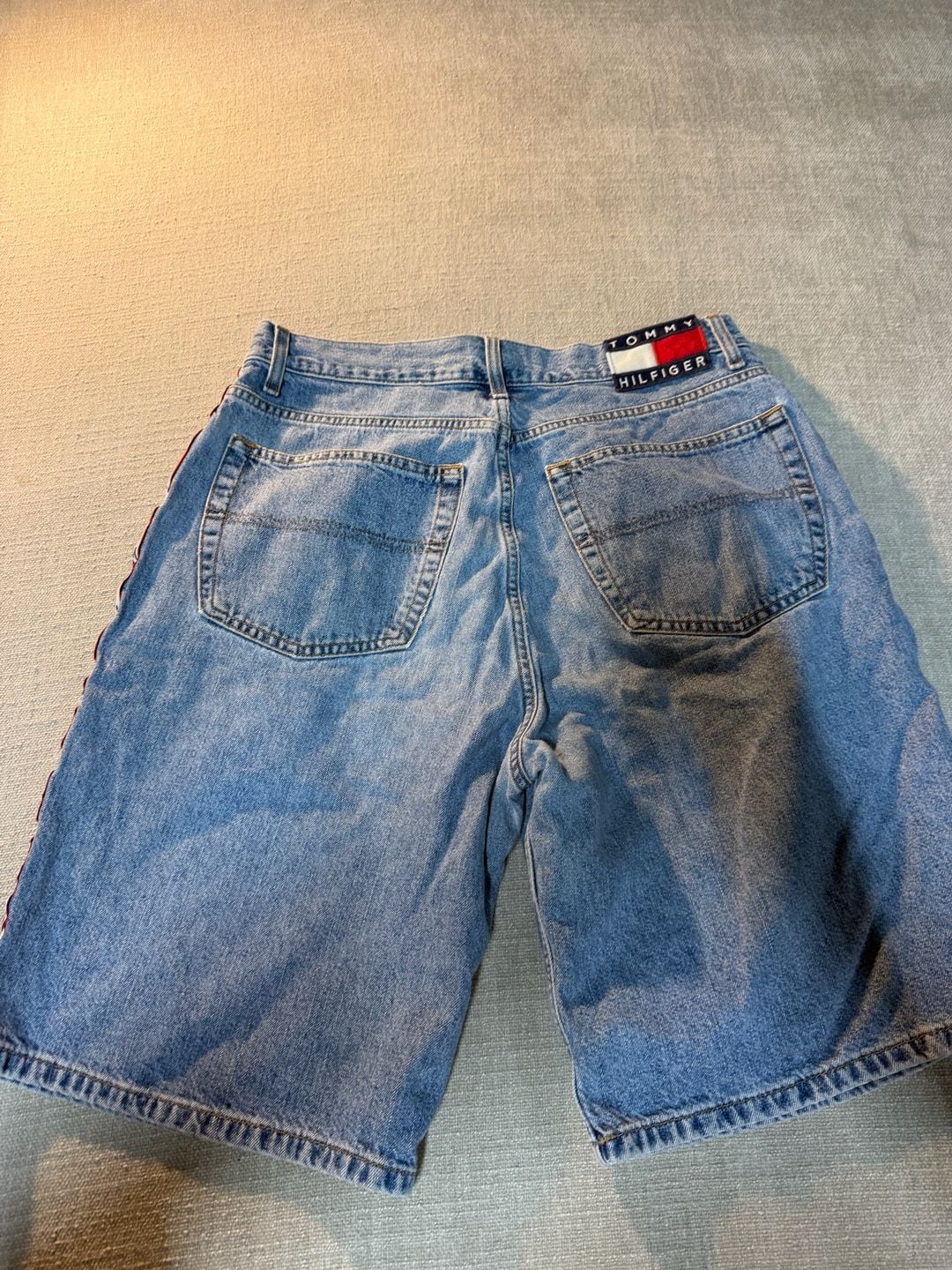 Tommy Jeans Denim Shorts Size 34 Blue Side Tape Logo 8