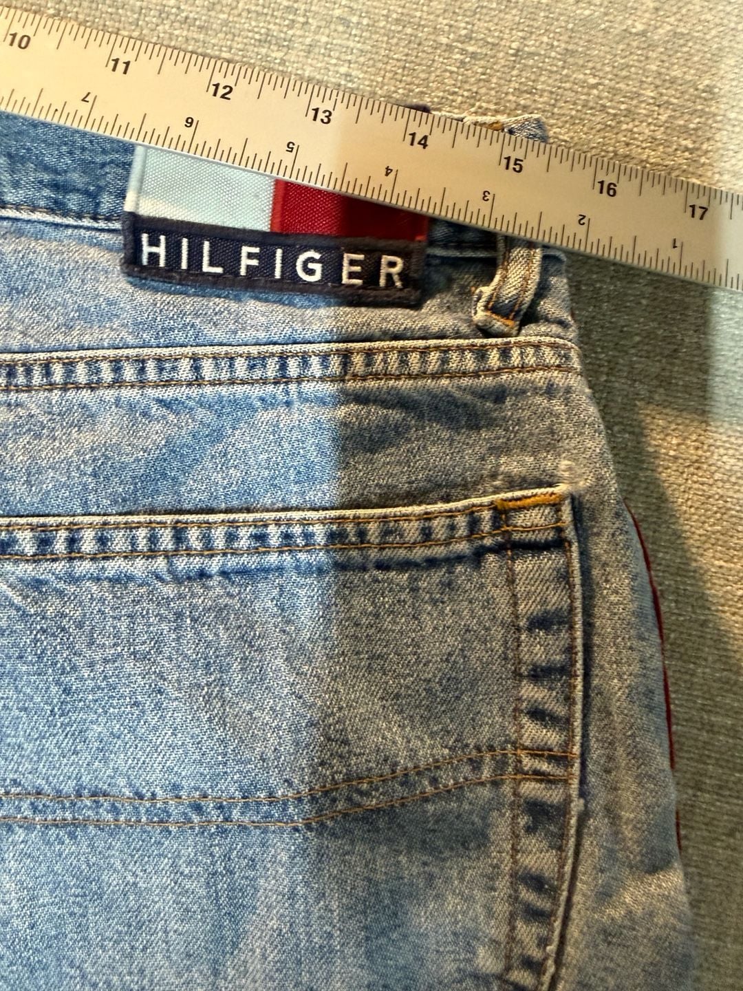 Tommy Jeans Denim Shorts Size 34 Blue Side Tape Logo 11