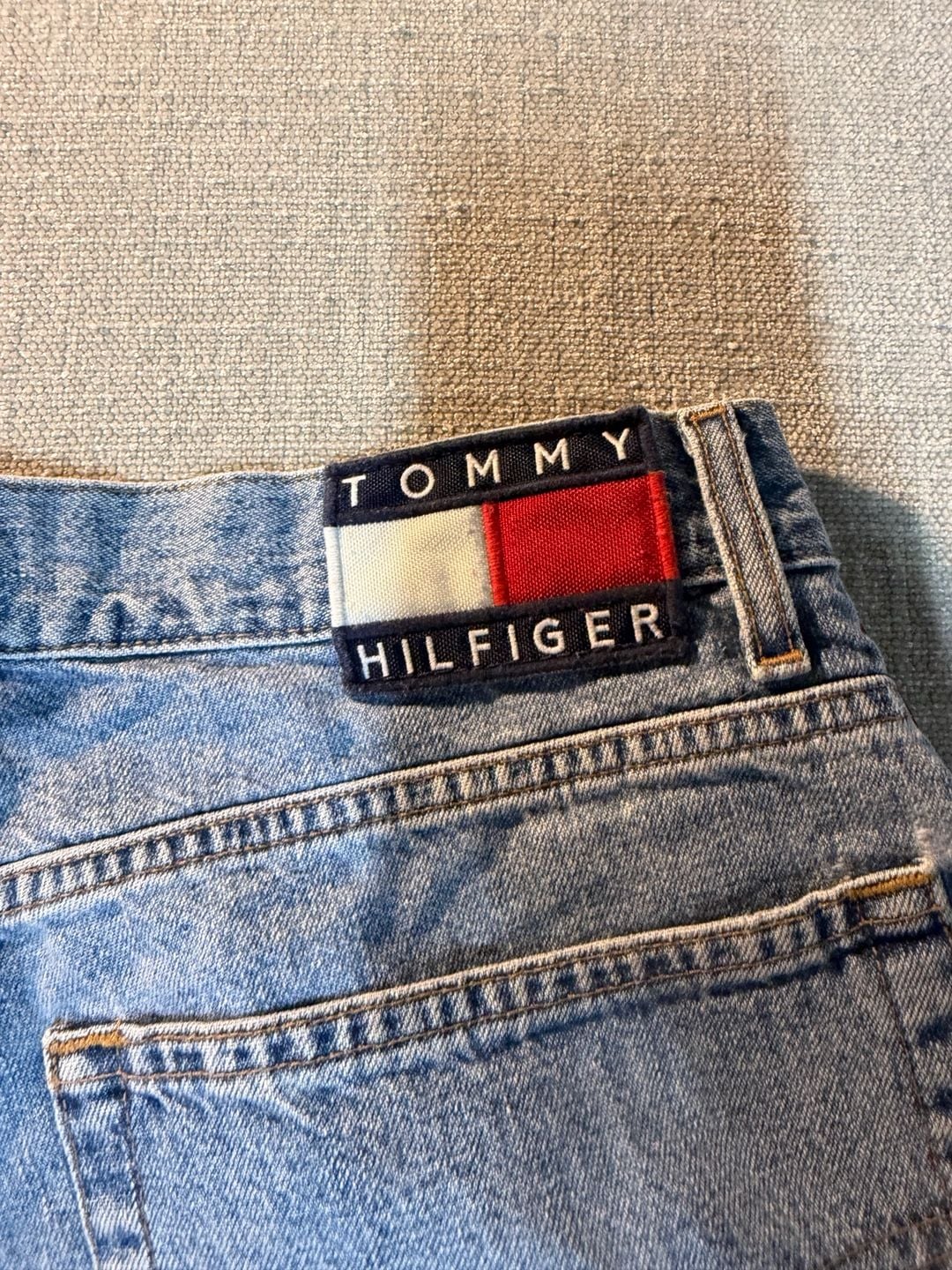 Tommy Jeans Denim Shorts Size 34 Blue Side Tape Logo 12
