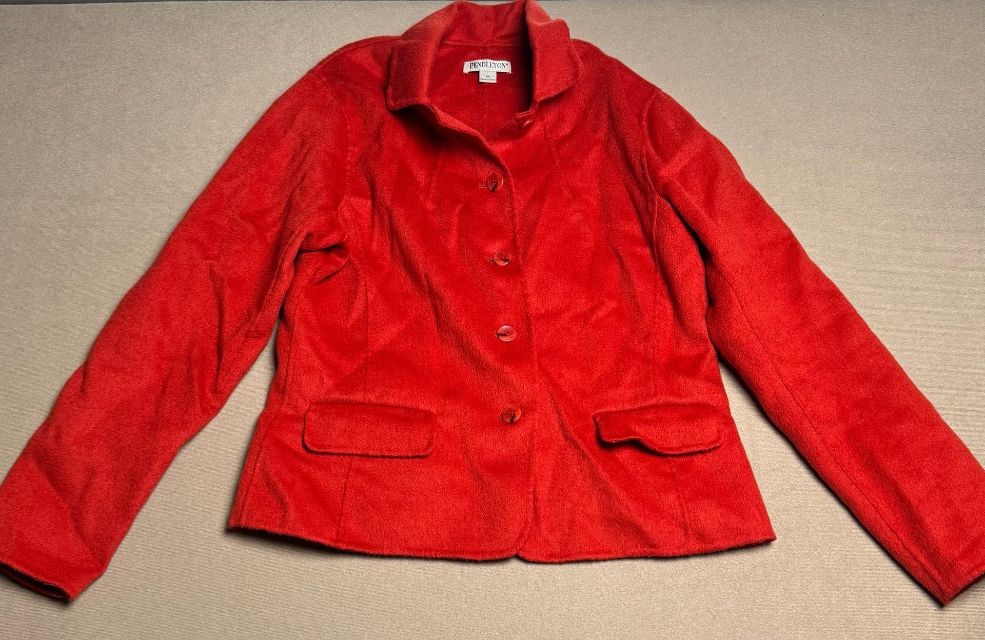 Pendleton Blazer Size M Red Merino Wool Button Up Jacket 2