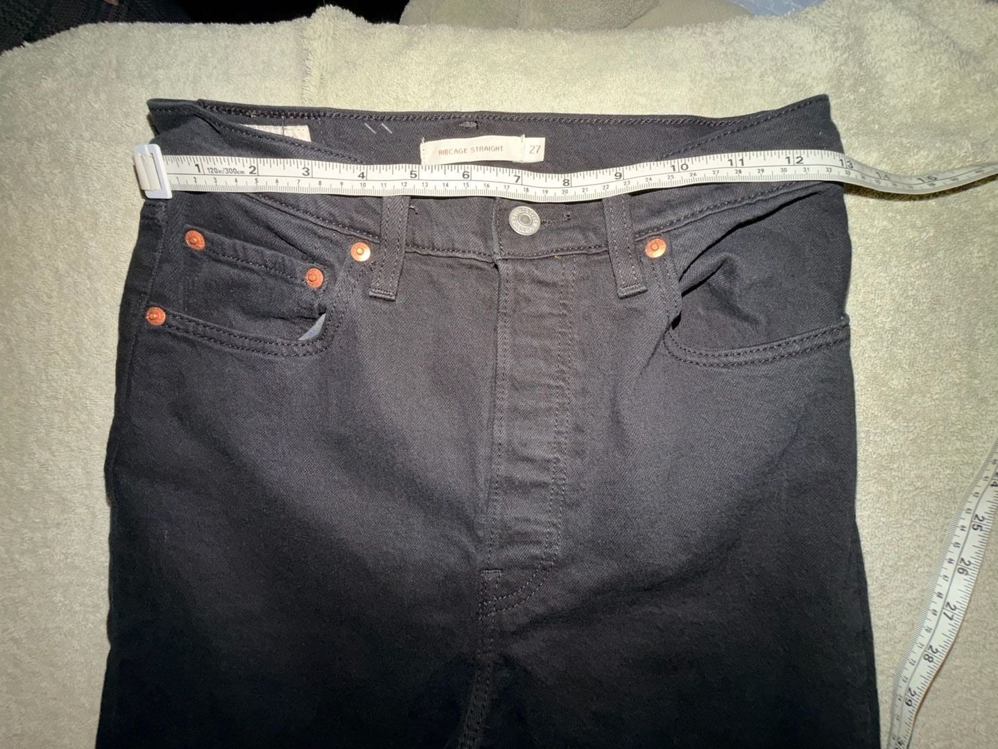 Levi's Ribcage Straight Size 27 Black Denim Jeans 4