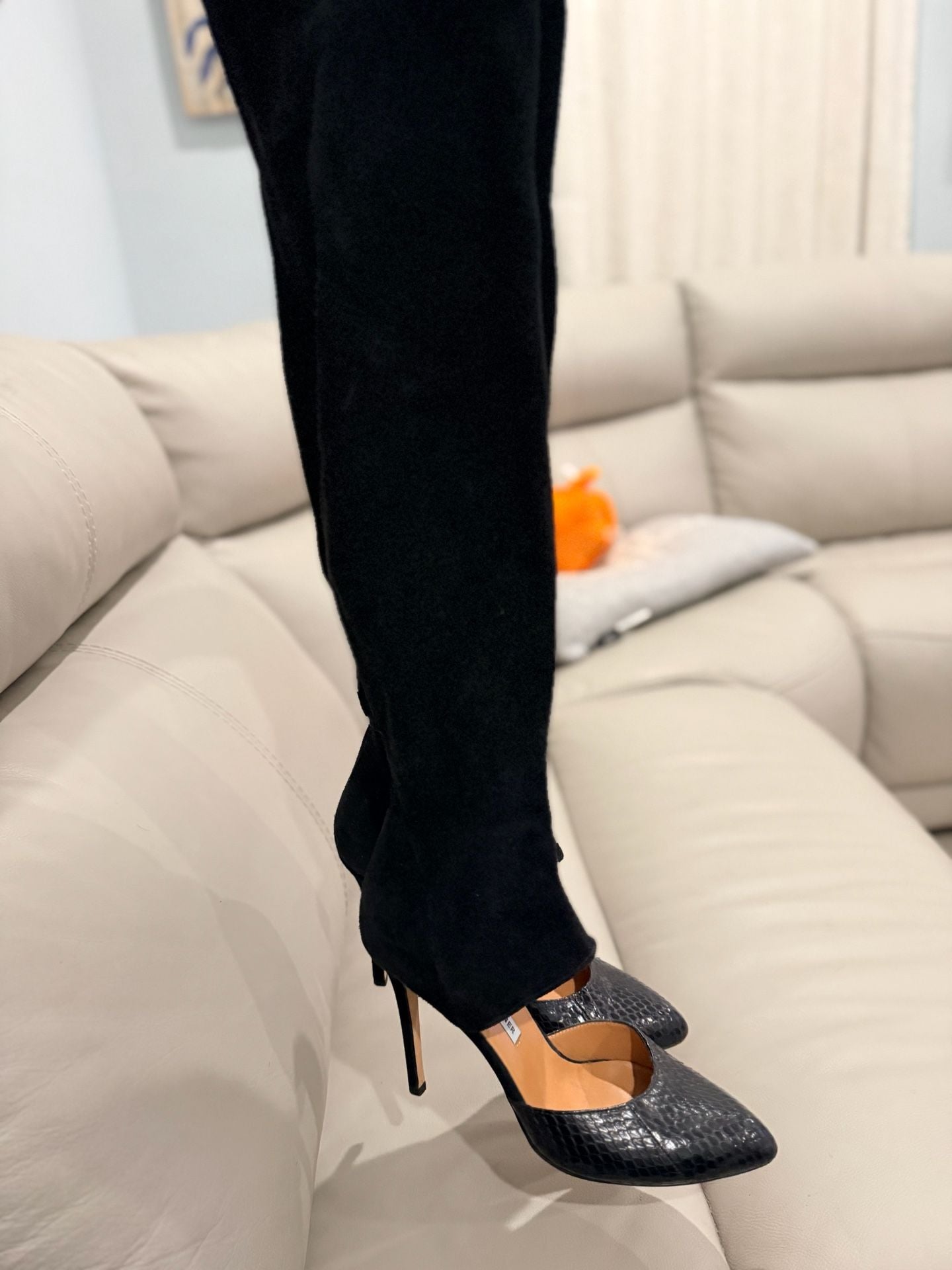 Alexa Wagner Over-The-Knee Suede Boots And Python Pumps 3