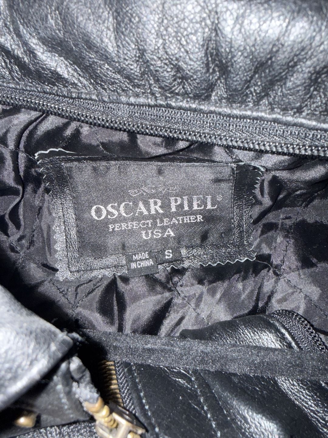 Oscar Piel Leather Jacket Size S USA Flag 3