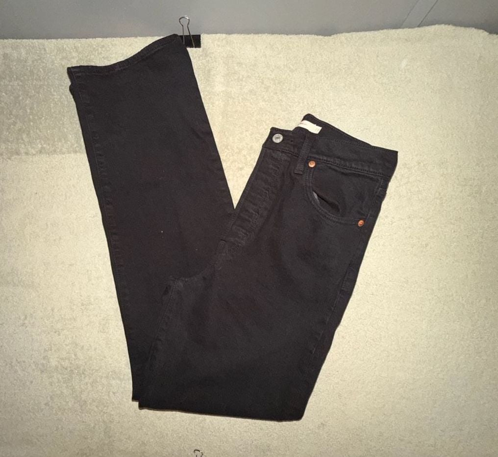 Levi's Ribcage Straight Size 27 Black Denim Jeans 11