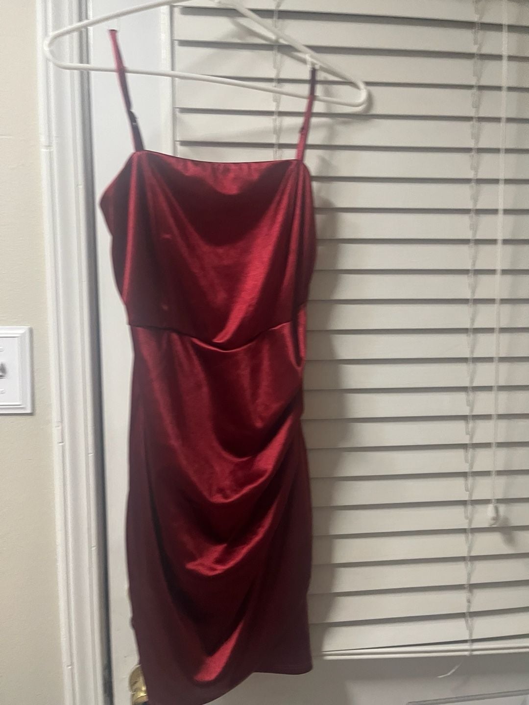 Honey and Rosie Satin Slip Dress Size M Red Ruched 2