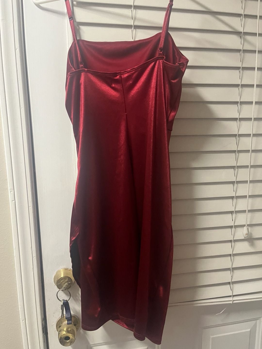 Honey and Rosie Satin Slip Dress Size M Red Ruched 3