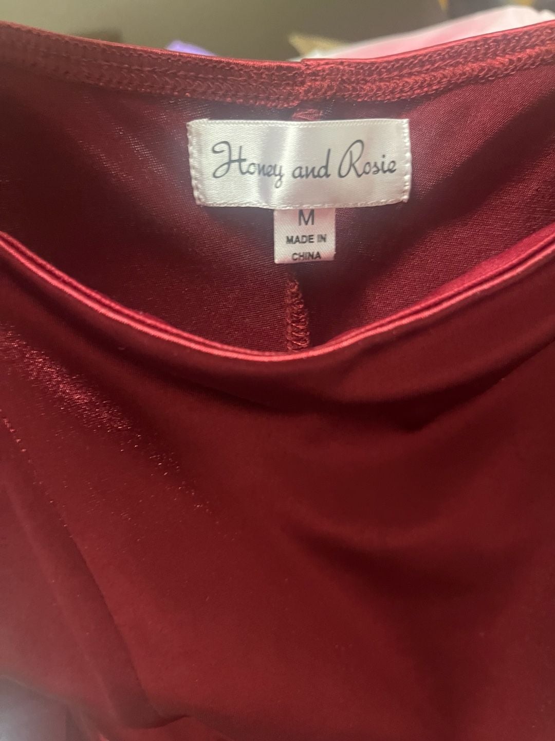Honey and Rosie Satin Slip Dress Size M Red Ruched 4