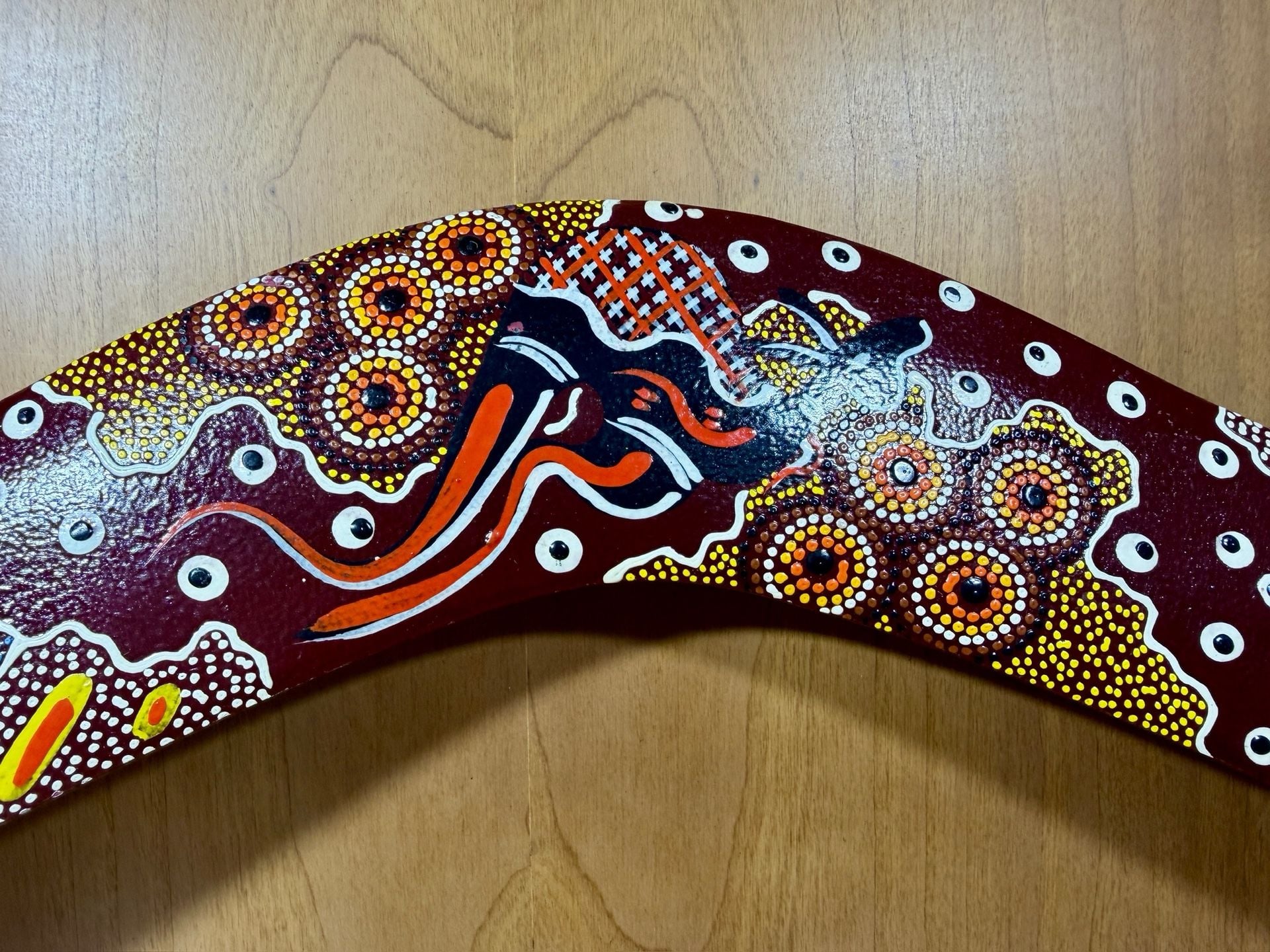 Valdo Australia Hand Painted Wooden Boomerang Aboriginal Dot Art Wall Decor 2