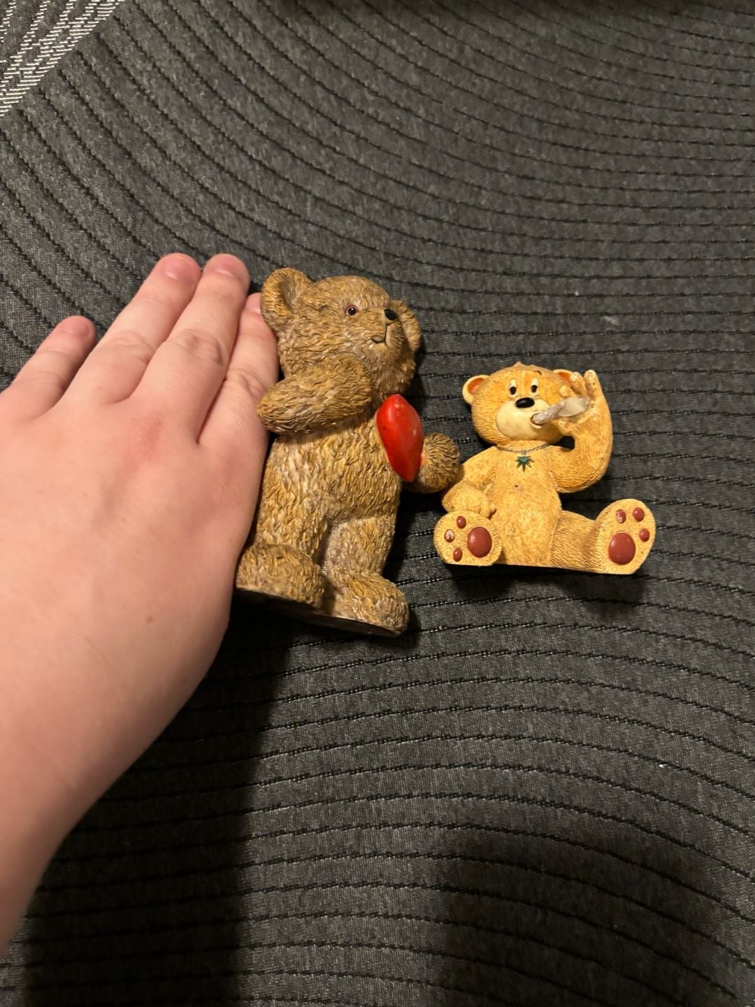 Vintage Teddy Bear Figurine Holding Red Heart 2