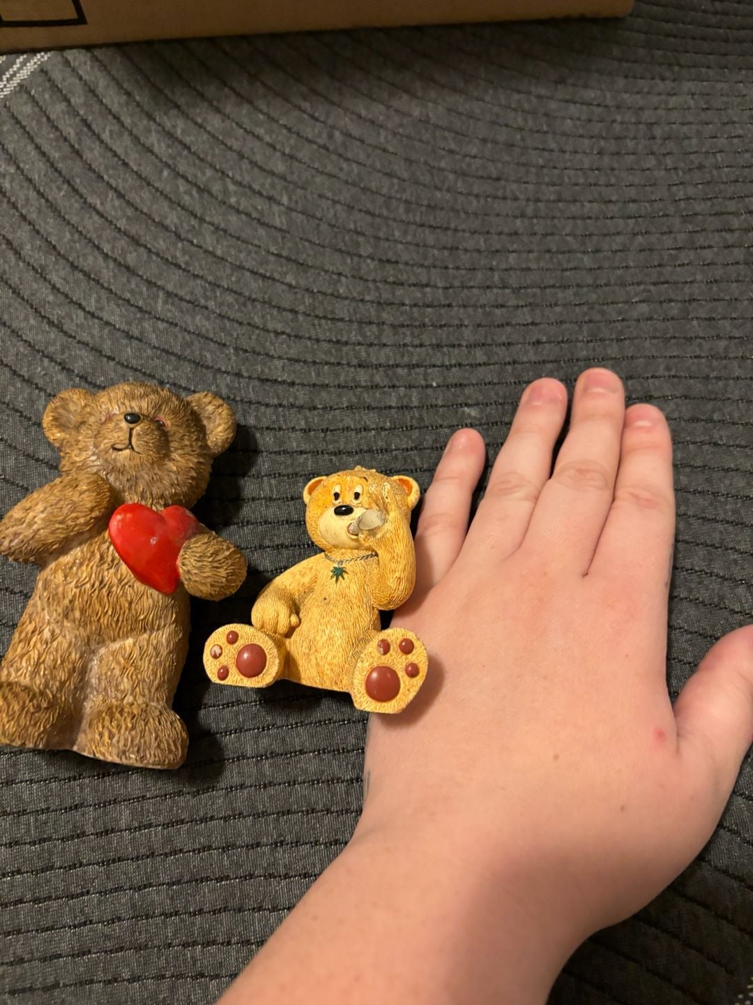 Vintage Teddy Bear Figurine Holding Red Heart 3
