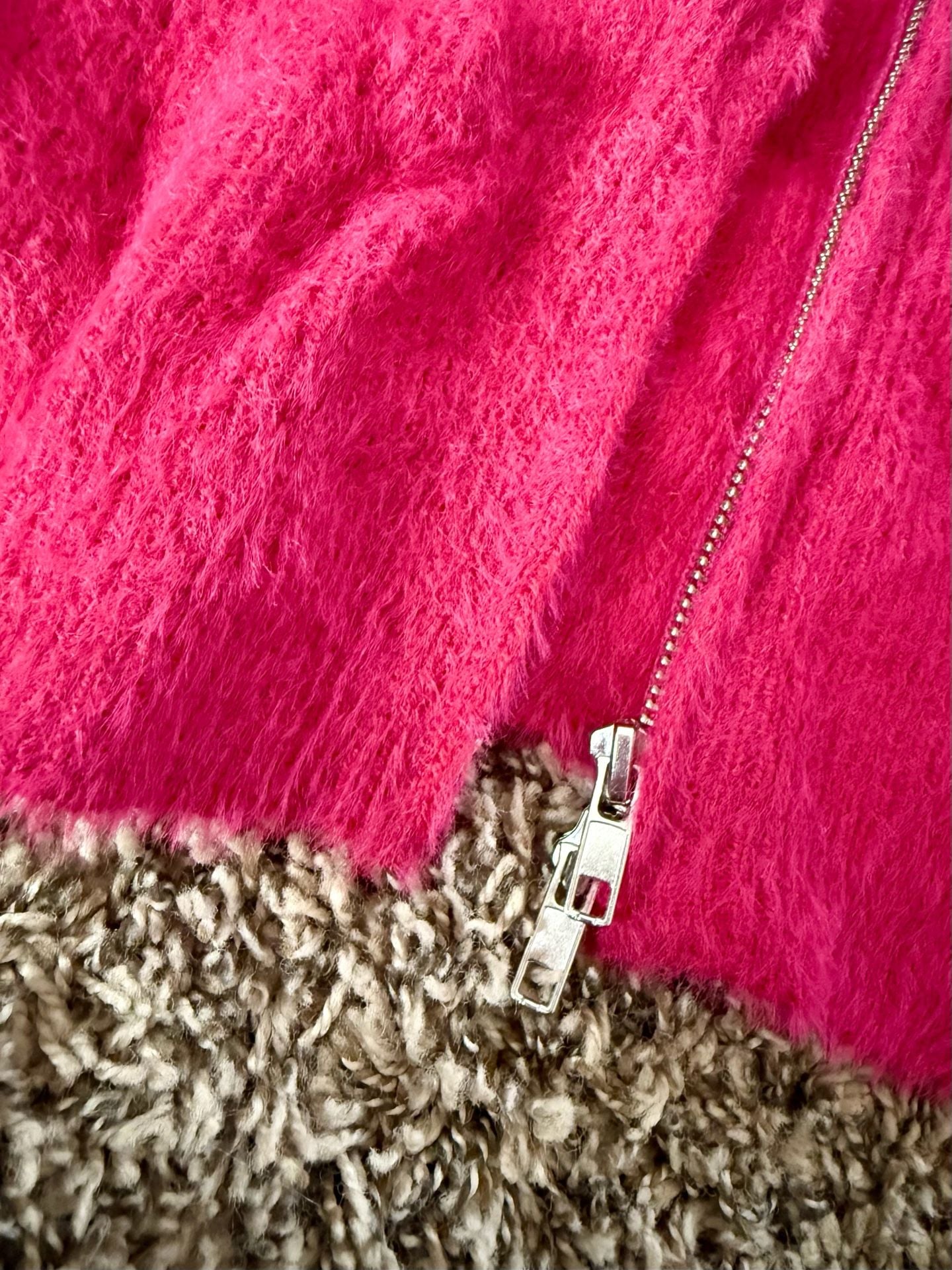 Sincerely Jules Fuzzy Cardigan Size M Pink Shaggy Knit Zip Sweater 4