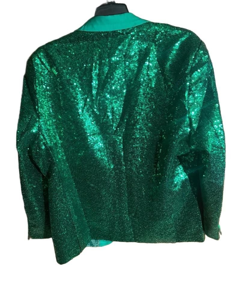 Tipsy Elves Blazer Suit Jacket Size 46 Green Sequin All Over Mens Holiday 8