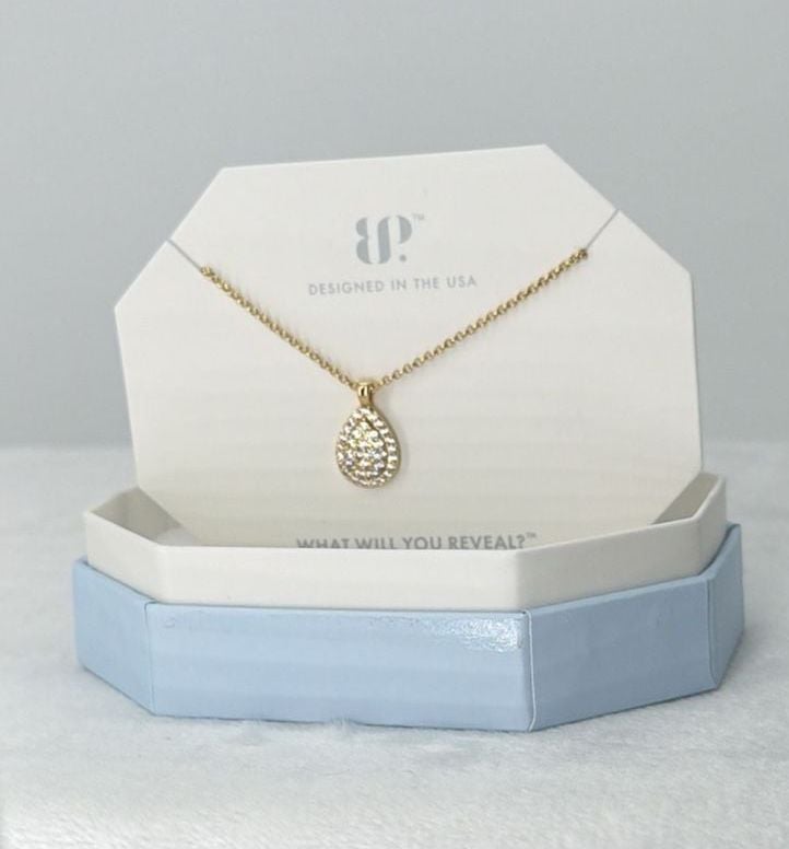 BP Gold Pave Tear Drop Pendant Necklace Enchanted Memory Bringback 2
