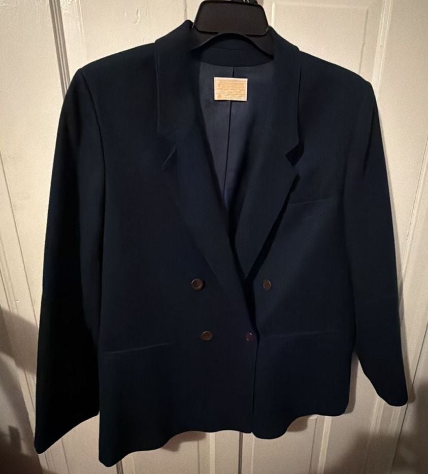 Pendleton Double Breasted Wool Blazer Navy Blue 2