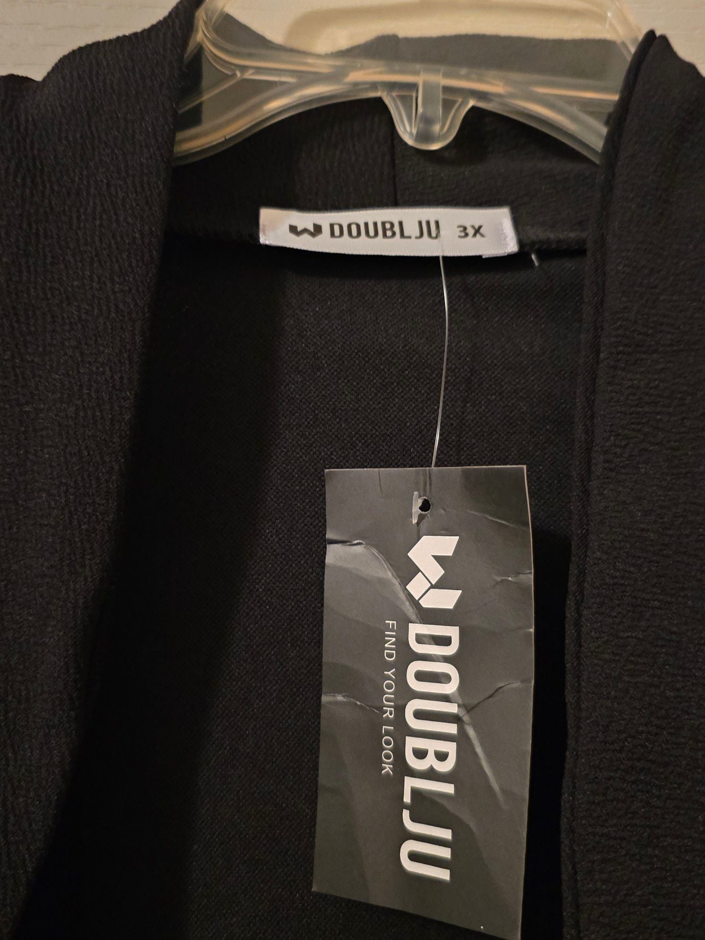 NWT Doublju Draped Open Front Cardigan Jacket Size 3X Black 3