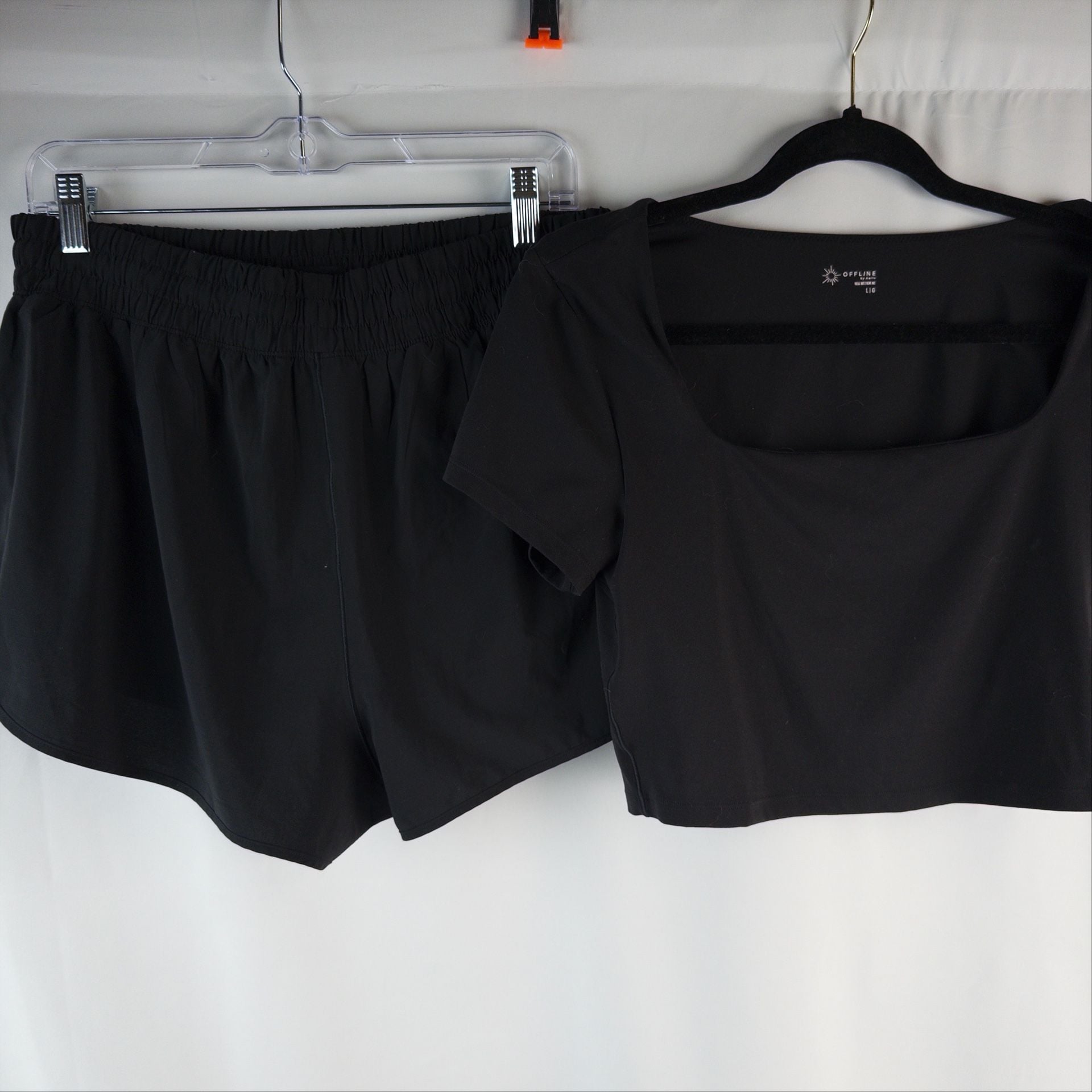 Offline by Aerie Square Neck Crop Top and Shorts Size L 1