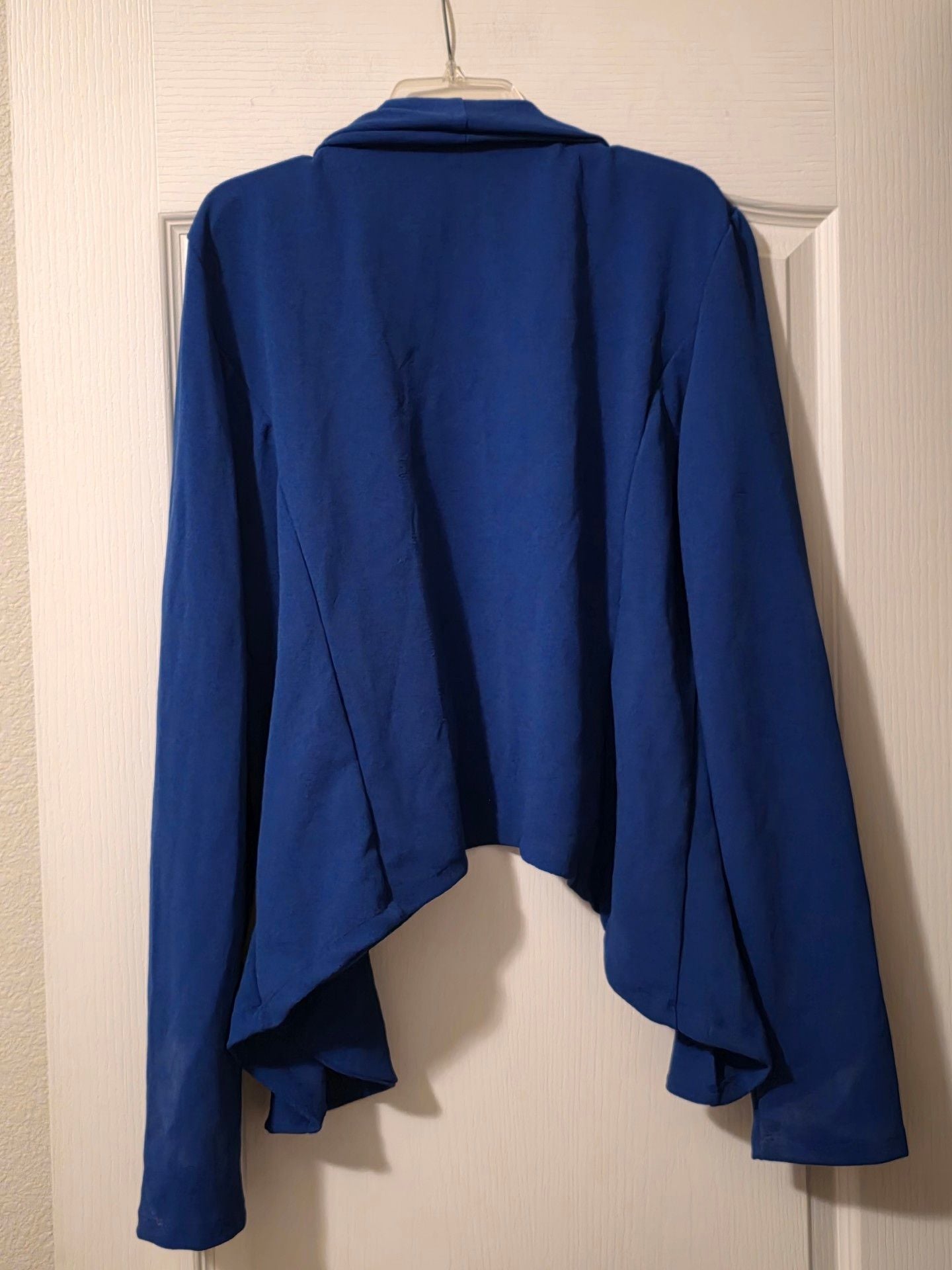 NWT Doublju Open Front Cardigan Size 3X Blue Shawl Collar Blazer Jacket 4
