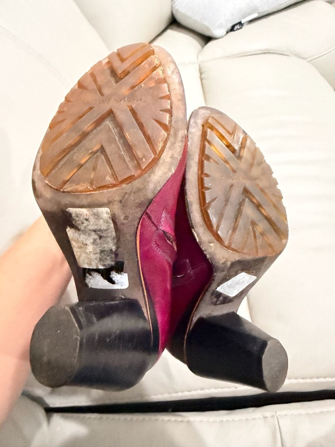 Costume National Leather Boots Size 36 Burgundy Red Block Heel 5