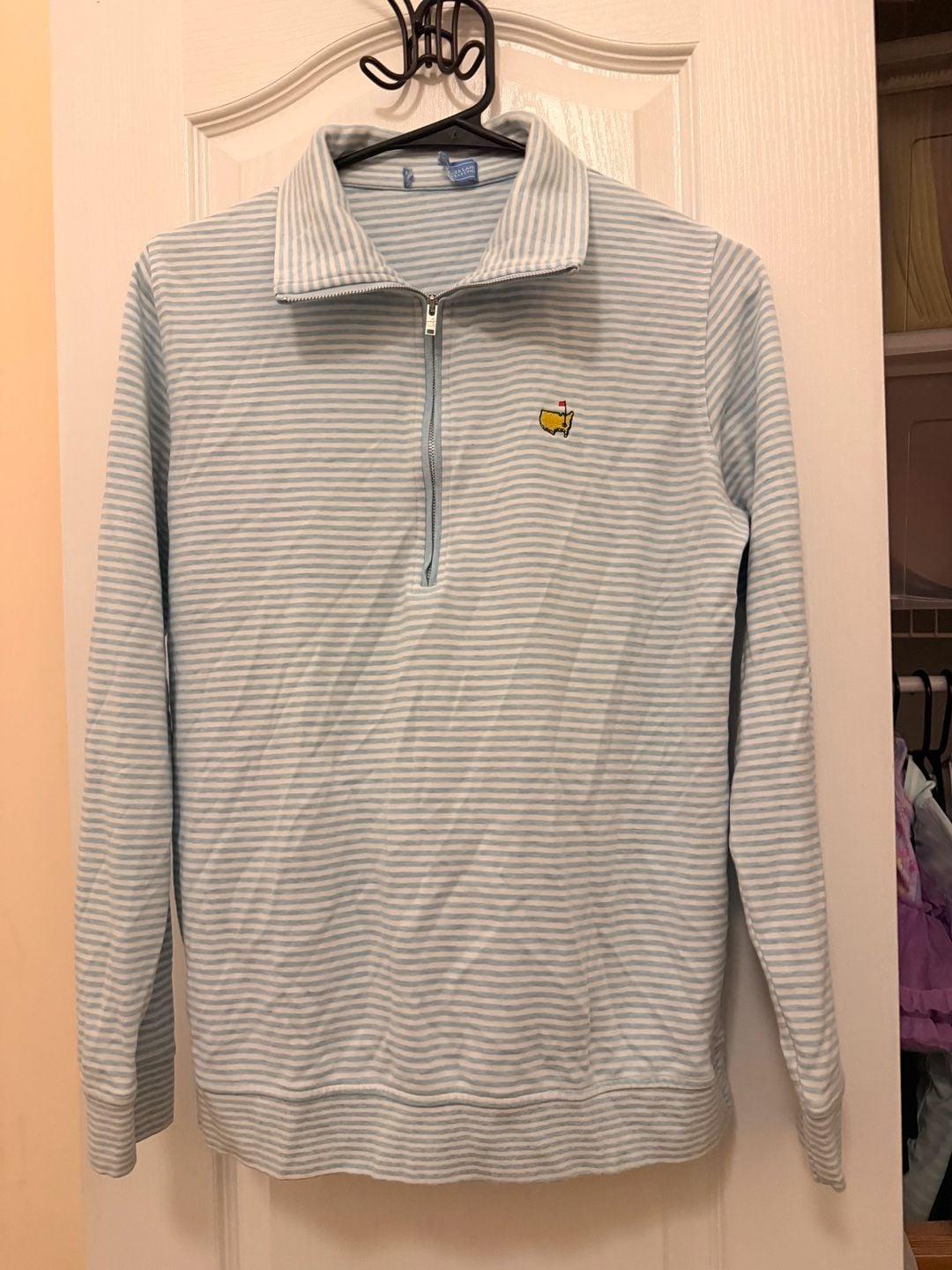 Magnolia Lane Collection Masters 1/4 Zip Pullover Blue Striped 2